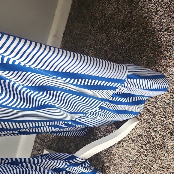 Cato Blue and White Striped Jumpsuit with Ruffle Hem NWOT - Picture 8 of 16